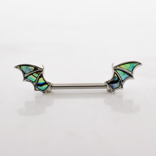 14G Abalone Shell Bat Wing Nipple Barbell - Pierced Addiction
