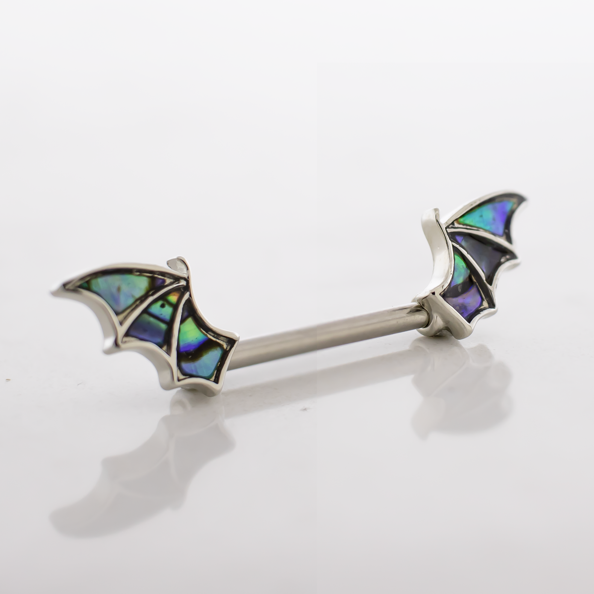 14G Abalone Shell Bat Wing Nipple Barbell - Pierced Addiction