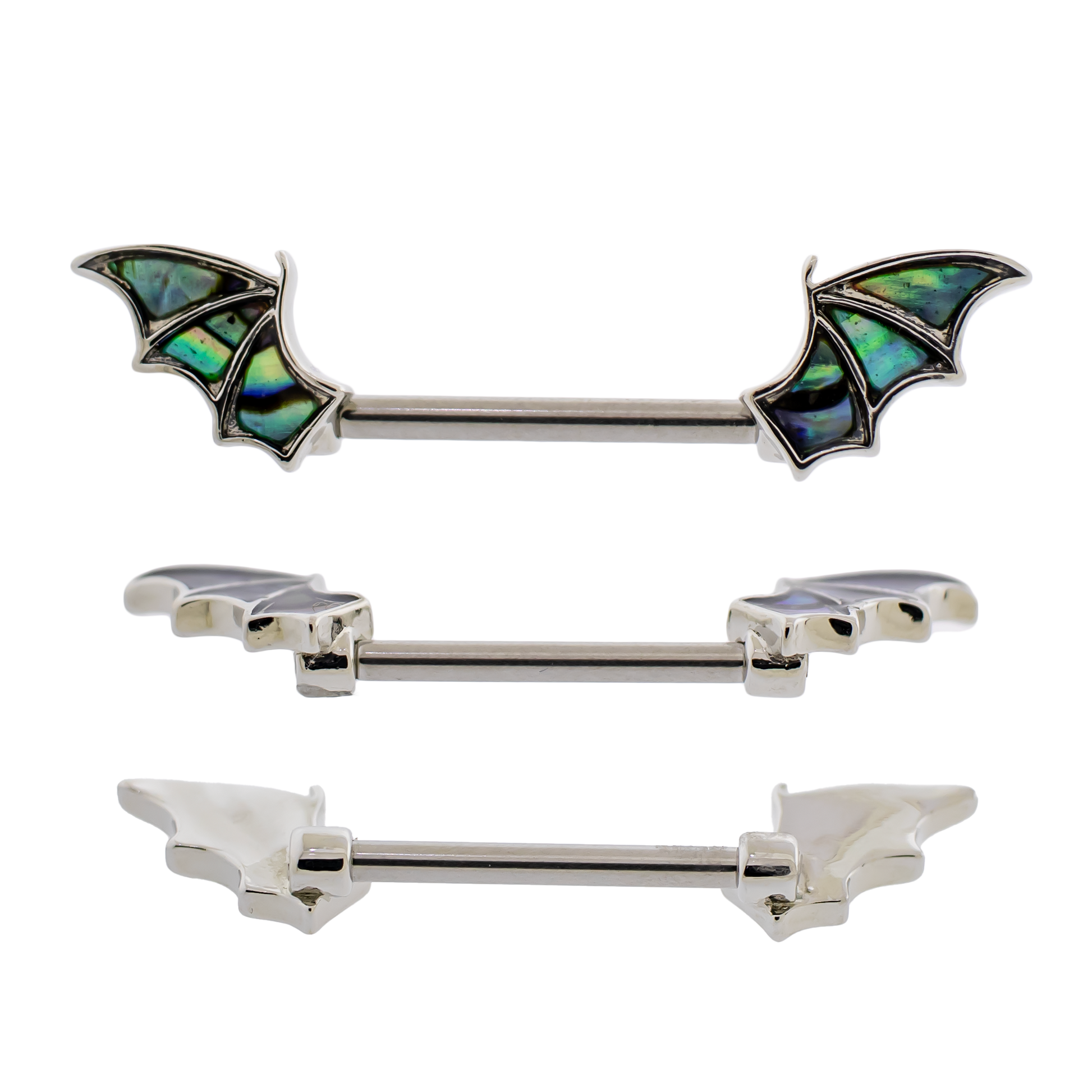 14G Abalone Shell Bat Wing Nipple Barbell - Pierced Addiction