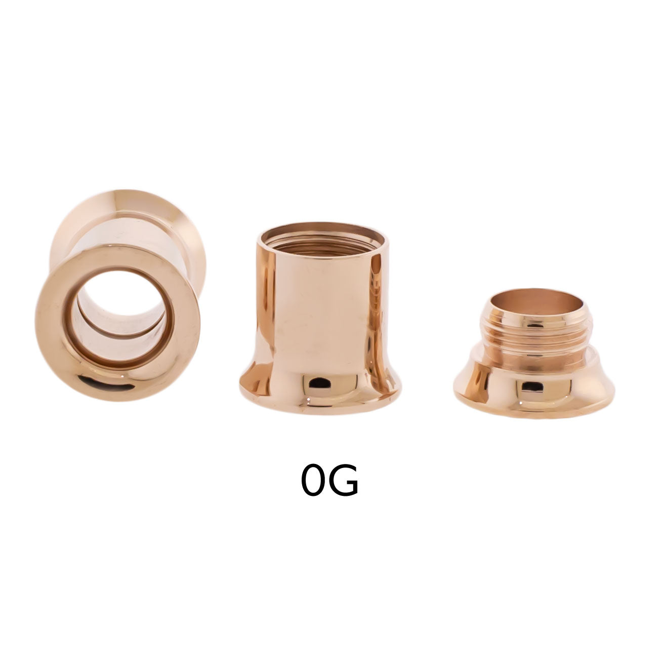 Steel Rose Gold Double Flare Tunnels - Internally Threaded - Pierced Addiction