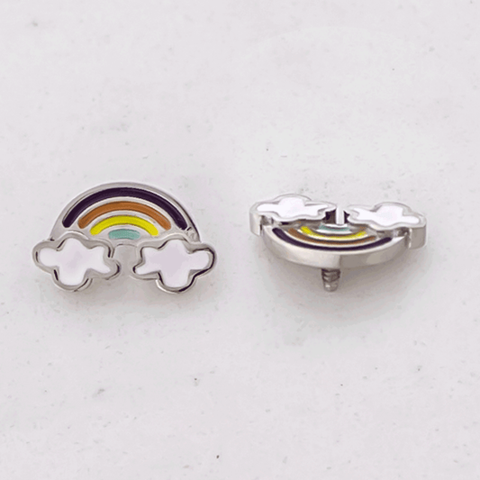 16G/18G Steel Internally Threaded End- Epoxy Rainbow - Pierced Addiction