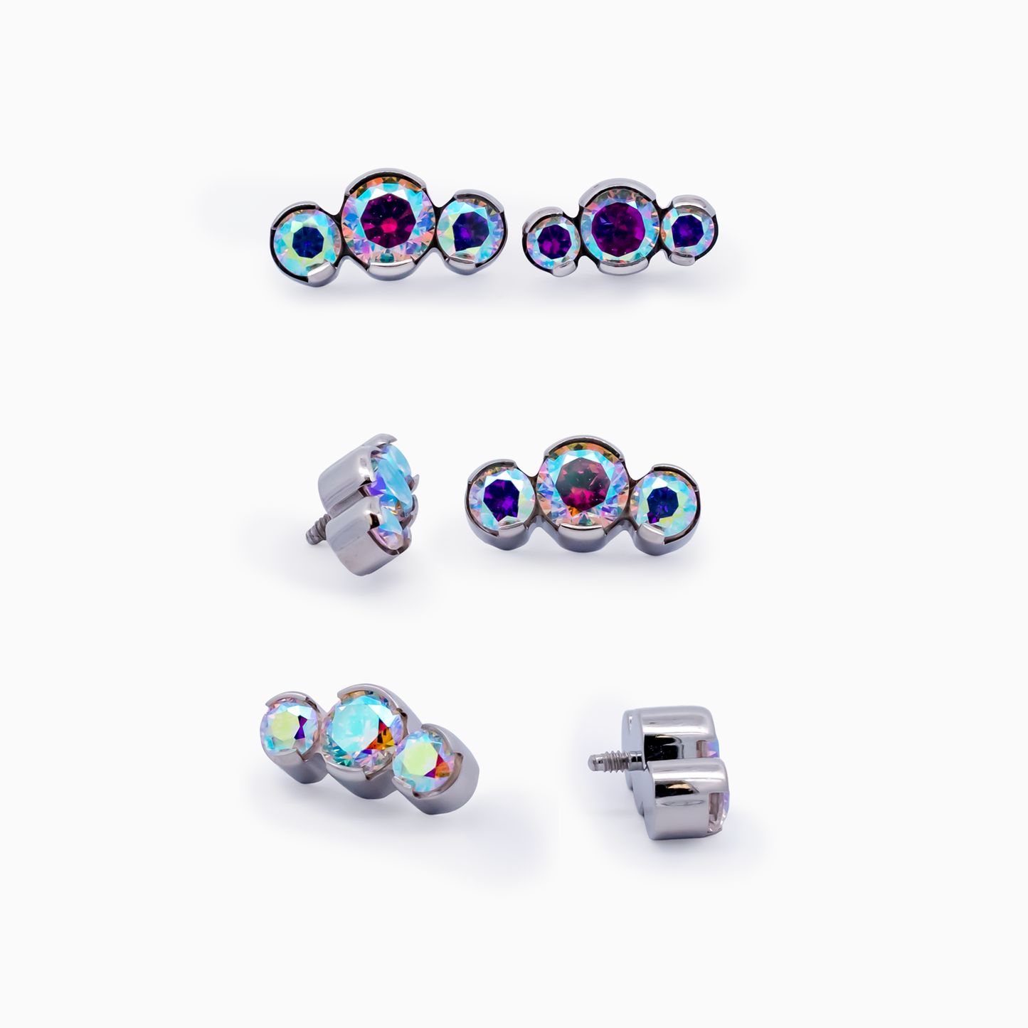 Steel Internally Threaded End - 3 CZ Cluster 16G