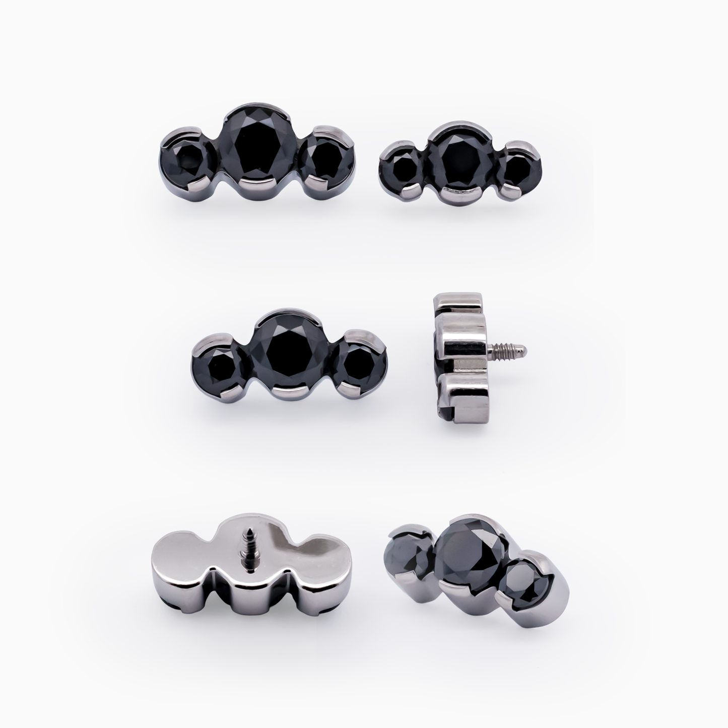 Steel Internally Threaded End - 3 CZ Cluster 16G