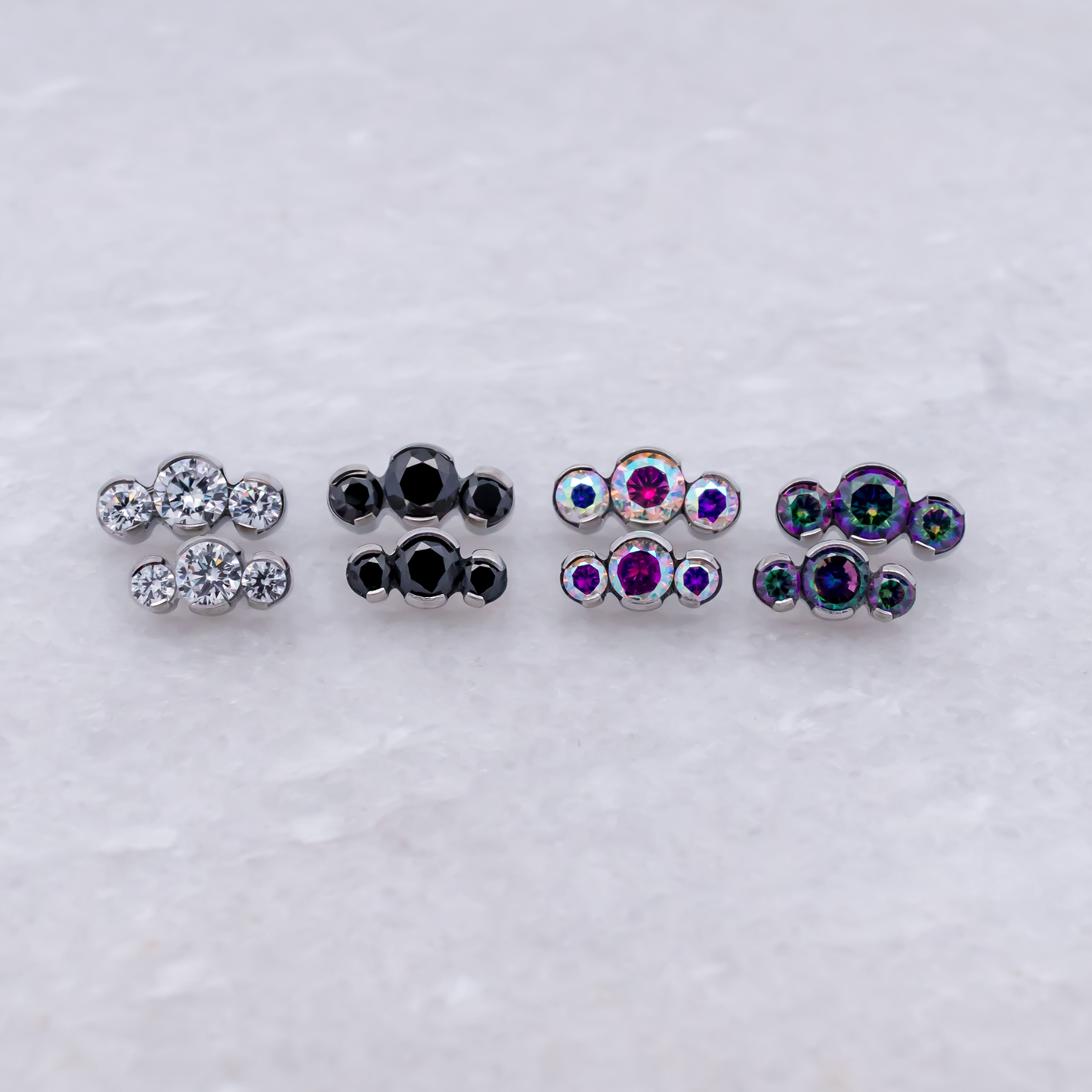 Steel Internally Threaded End - 3 CZ Cluster 16G