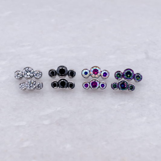 Steel Internally Threaded End - 3 CZ Cluster 16G