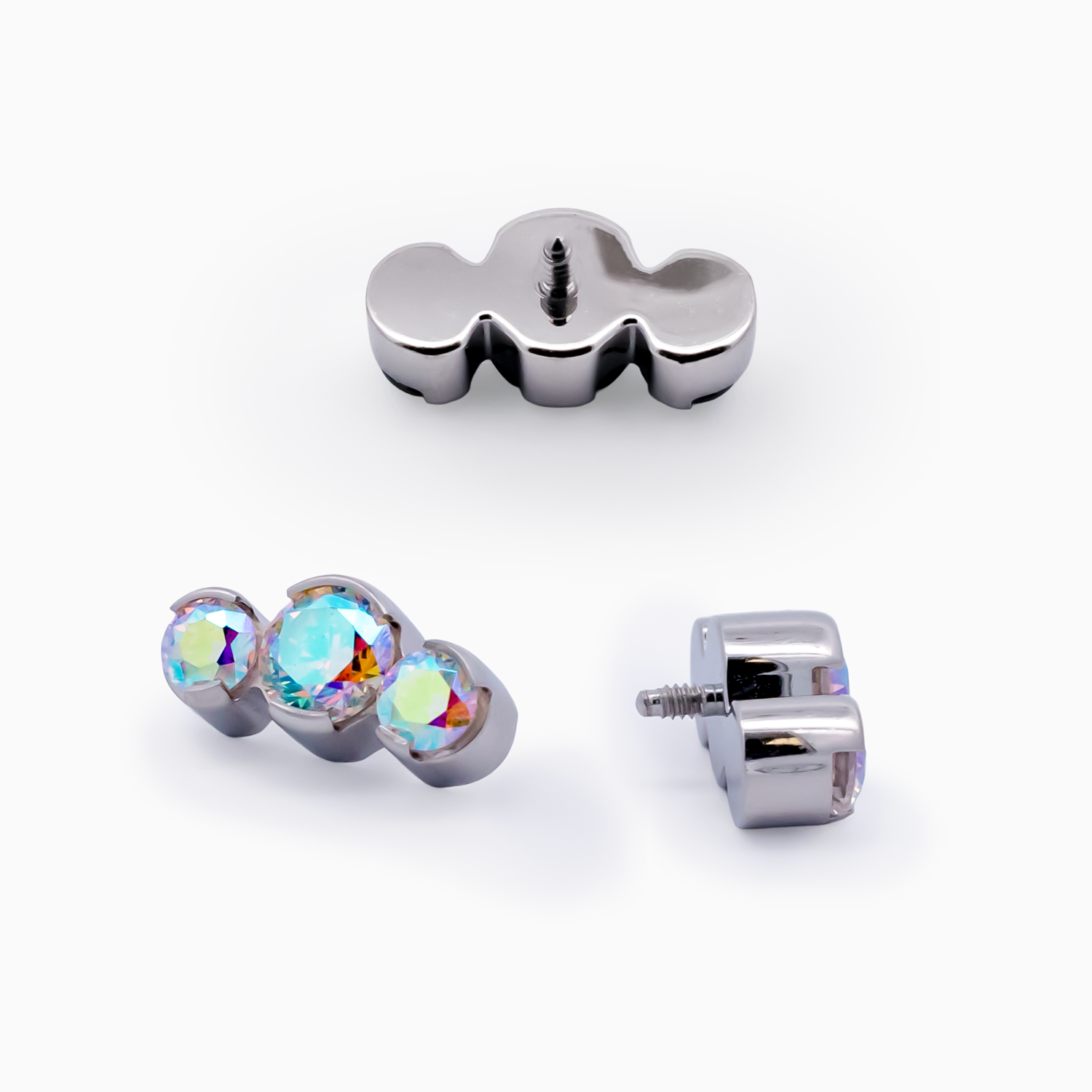 Steel Internally Threaded End - 3 CZ Cluster 16G