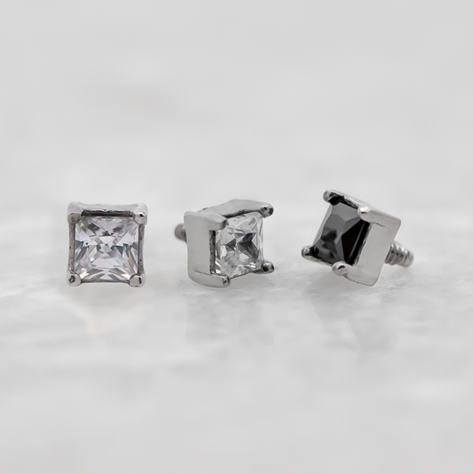 Steel Internally Threaded Bezel-Set Square Gem End