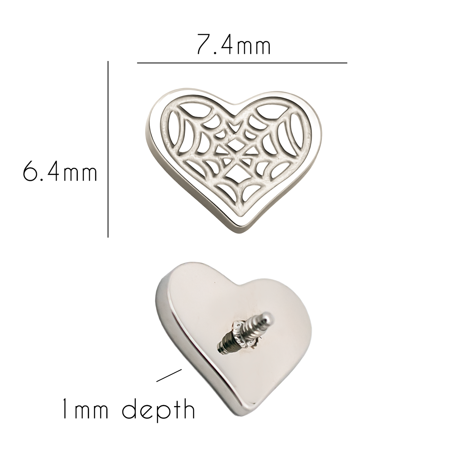 16G/18G Steel Internally Threaded Spider Web Heart End