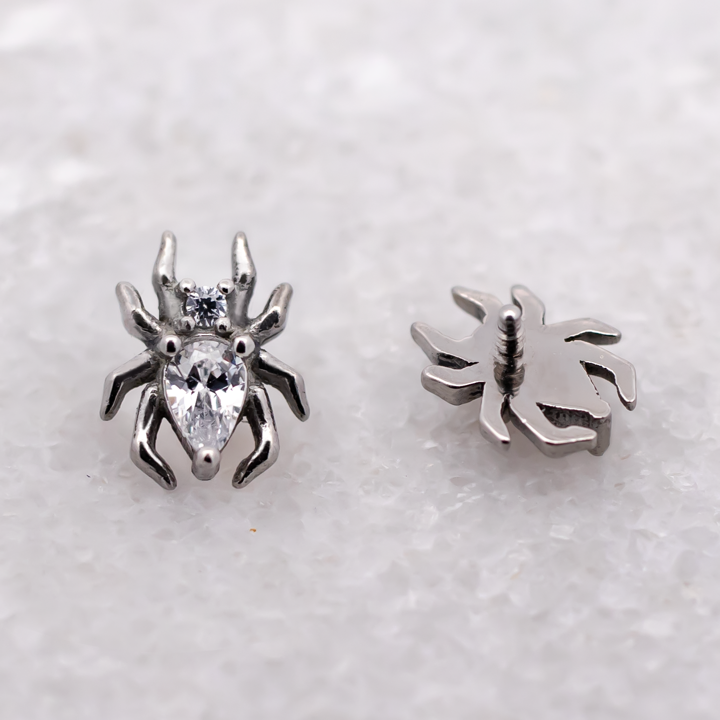 16G/18G Steel Internally Threaded Spider End with Clear Gem Body - Pierced Addiction