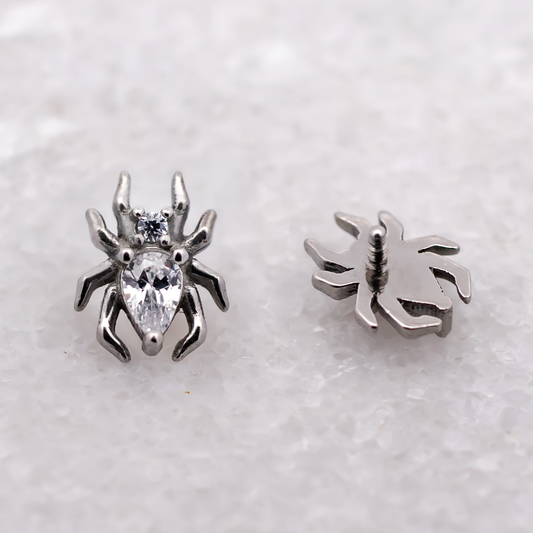 16G/18G Steel Internally Threaded Spider End with Clear Gem Body - Pierced Addiction