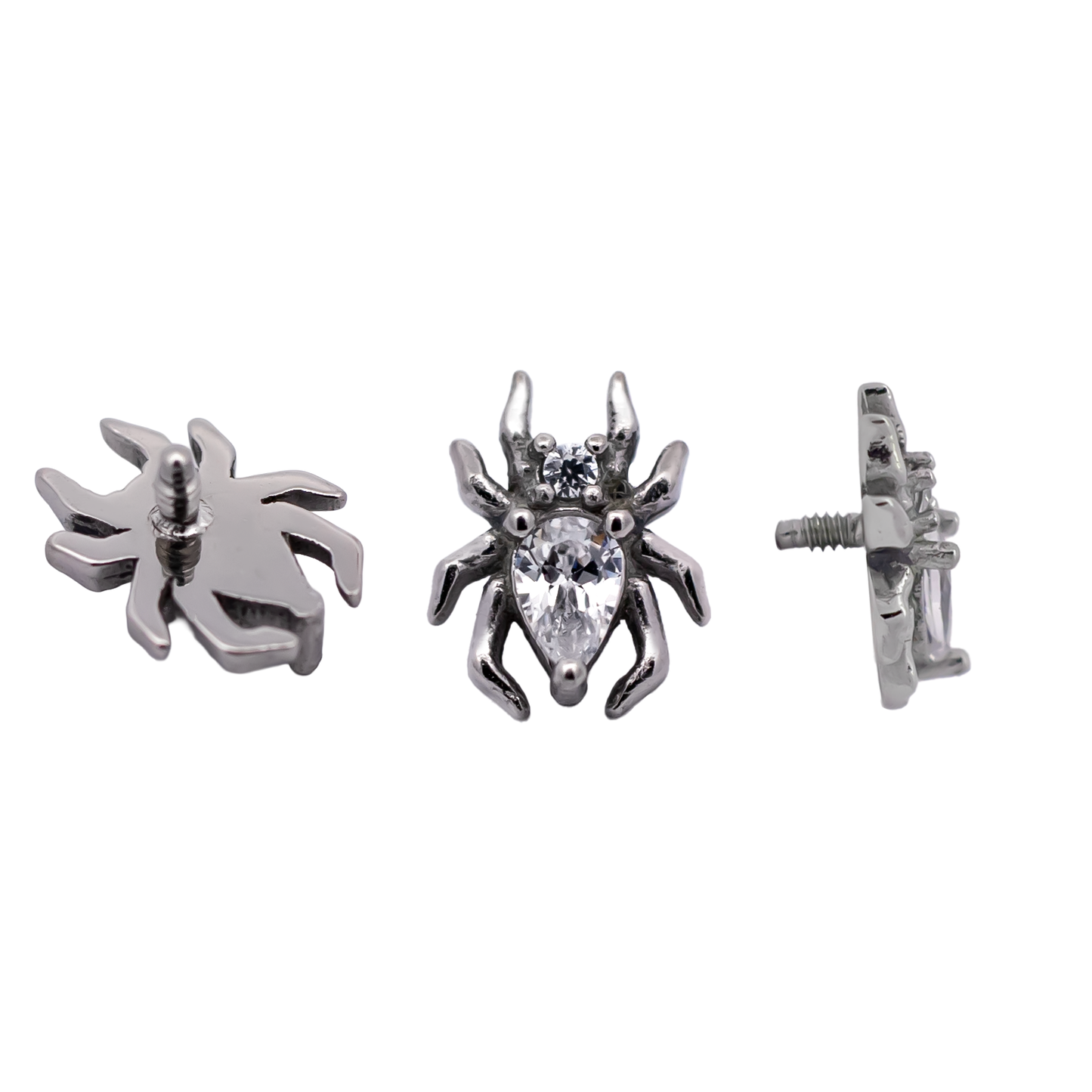 16G/18G Steel Internally Threaded Spider End with Clear Gem Body - Pierced Addiction