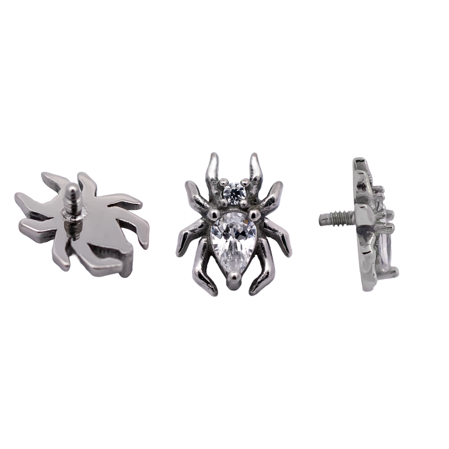 16G/18G Steel Internally Threaded Spider End with Clear Gem Body - Pierced Addiction