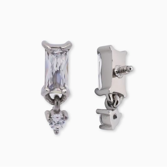16G/18G Steel Internally Threaded Baguette & Dangle Round Gem End