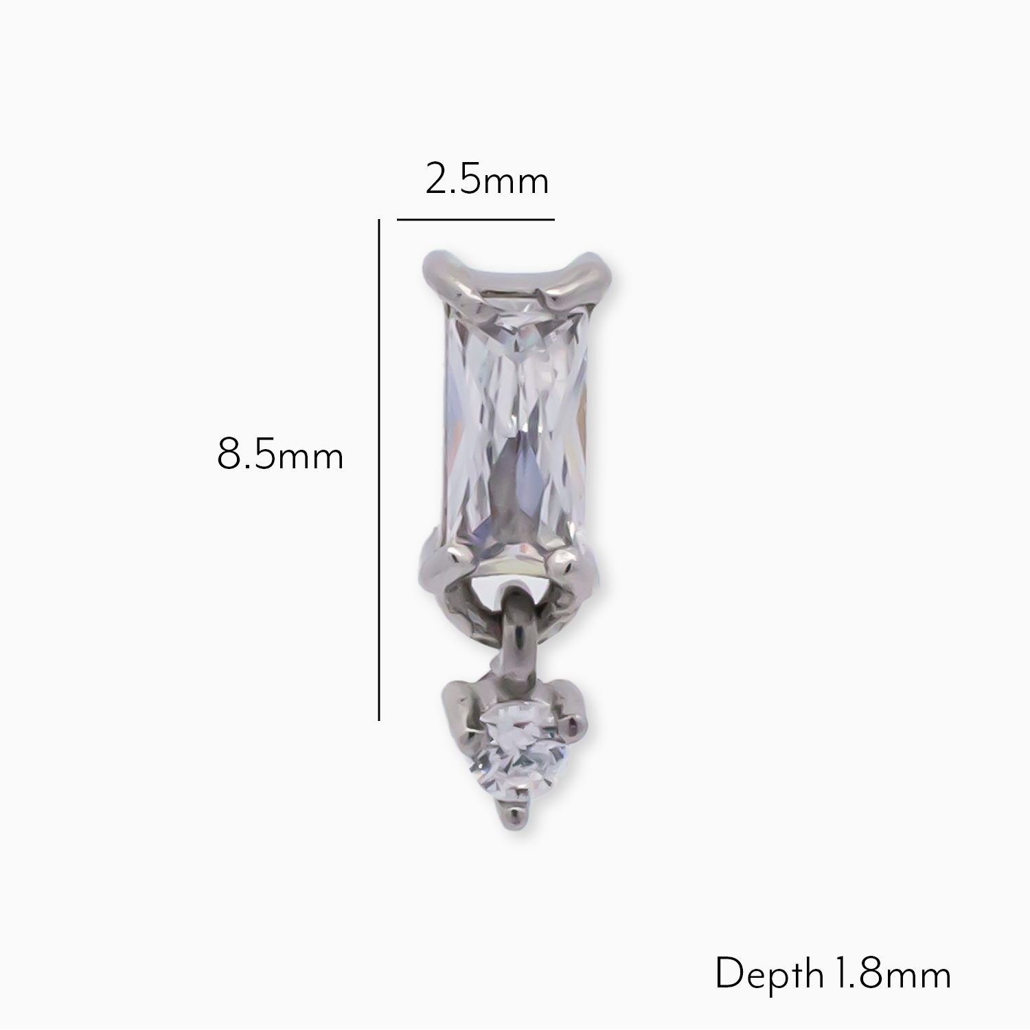 16G/18G Steel Internally Threaded Baguette & Dangle Round Gem End
