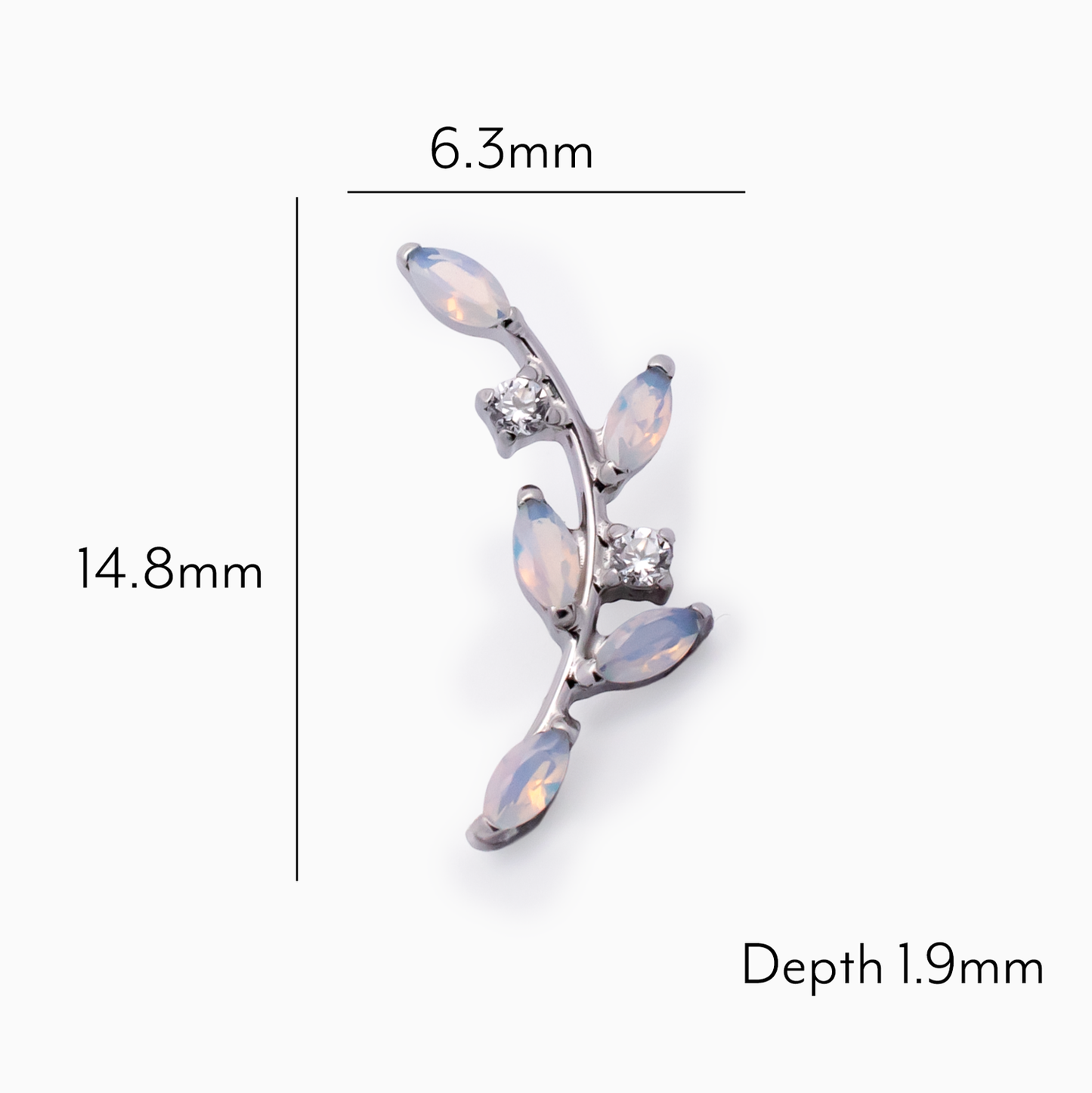 Steel Internally Threaded Opalite Branch End 16G