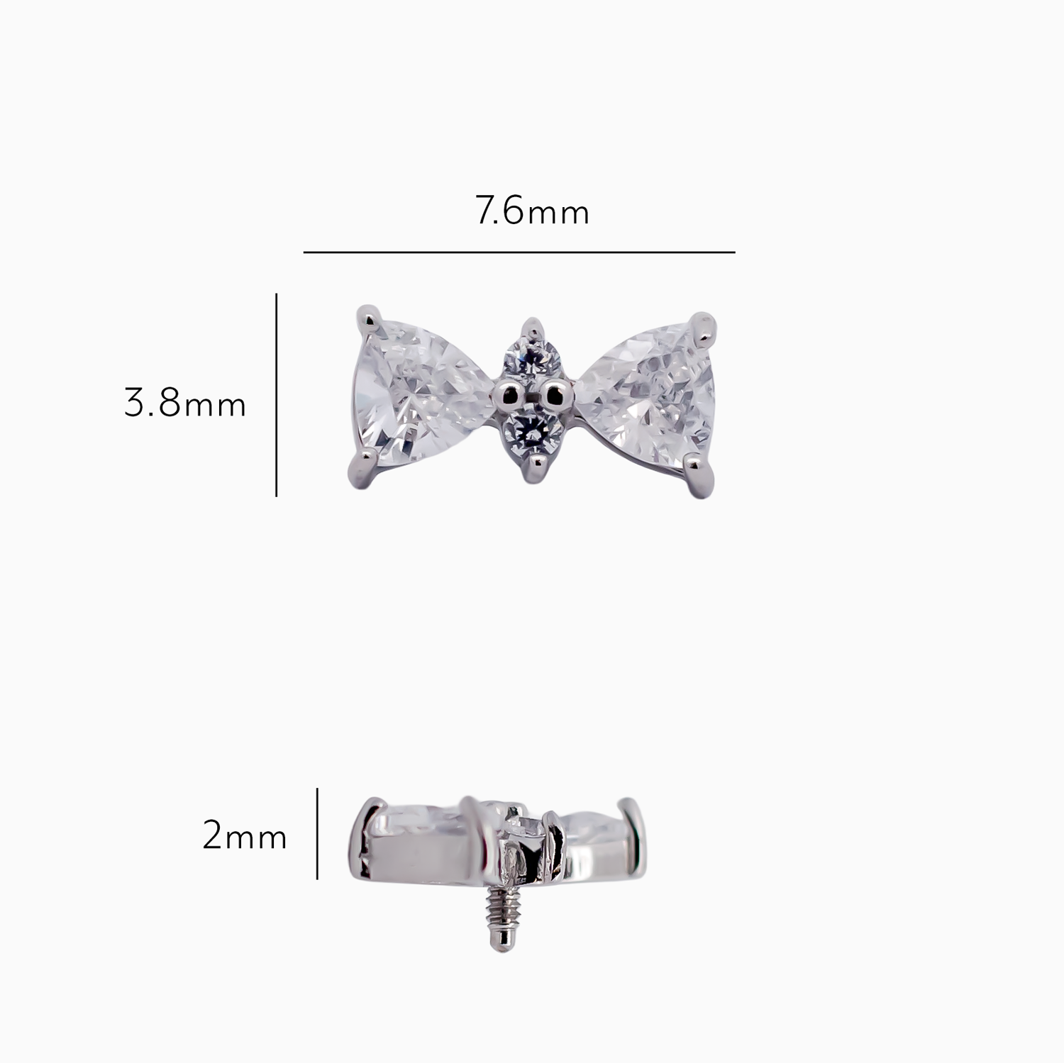 Steel Internally Threaded End - 2 Trillion CZ W/Round CZ 16G