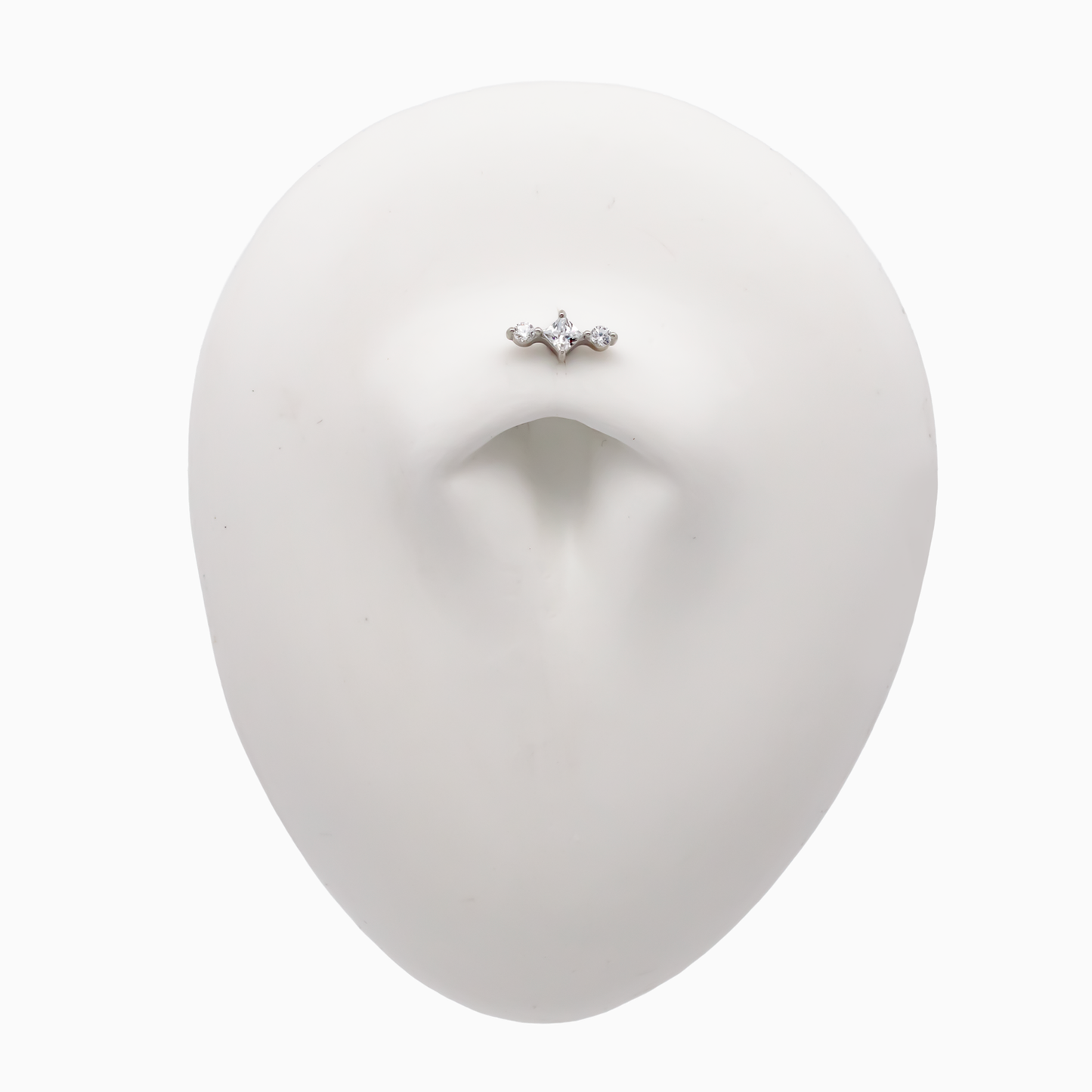 Steel Internally Threaded End -  2 Round CZ And Square 16G