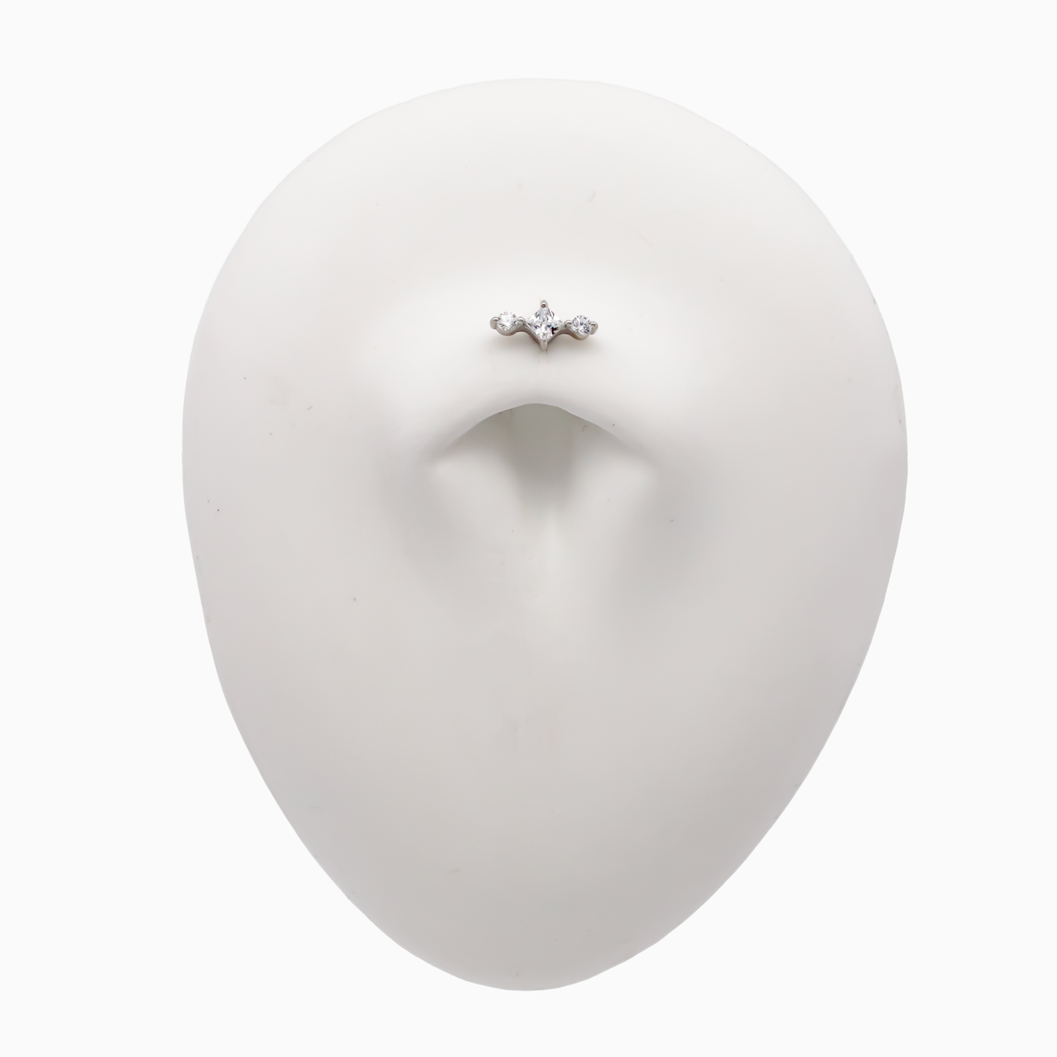 Steel Internally Threaded End -  2 Round CZ And Square 16G