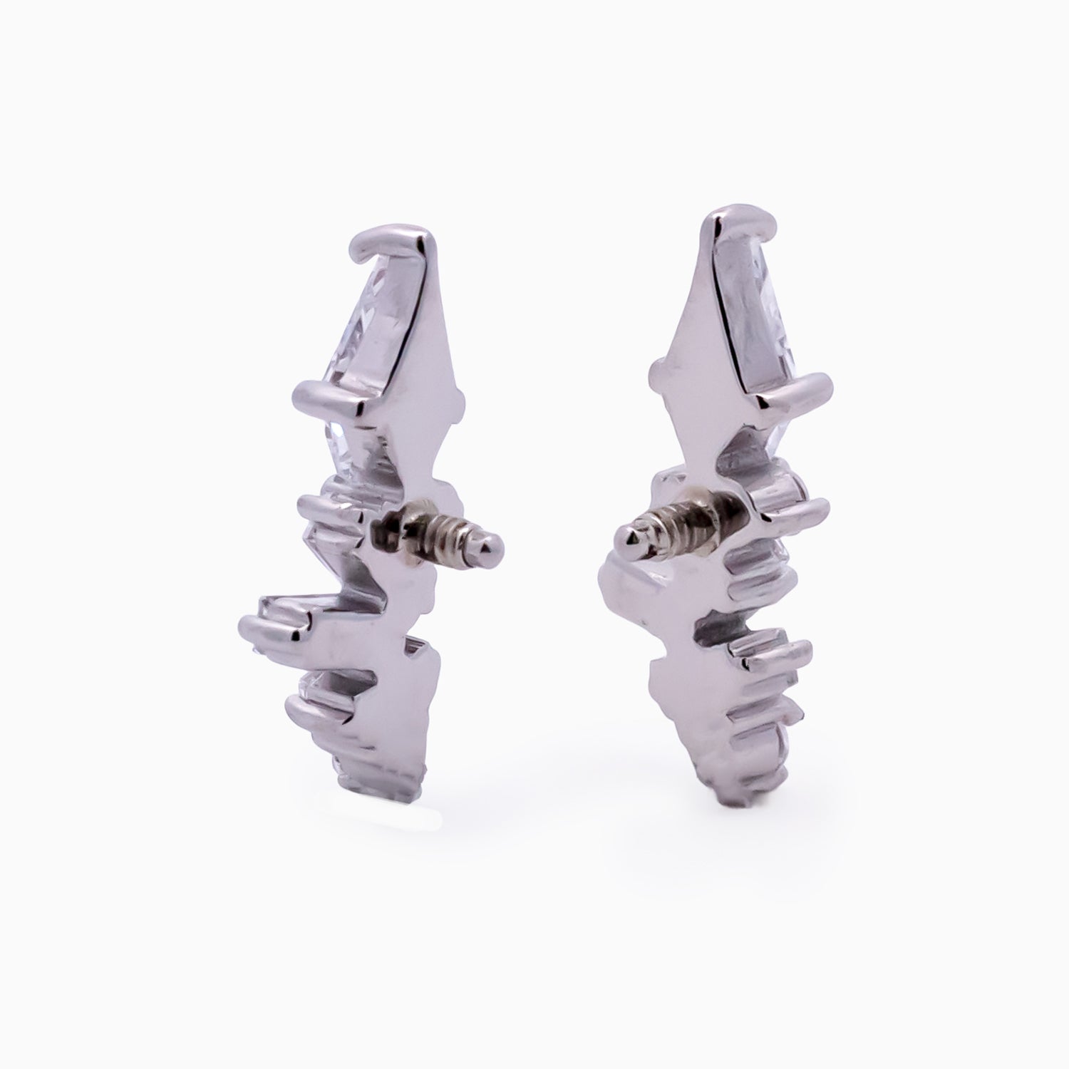 Steel Internally Threaded Baguette & Kite Gem Cluster End - 16G