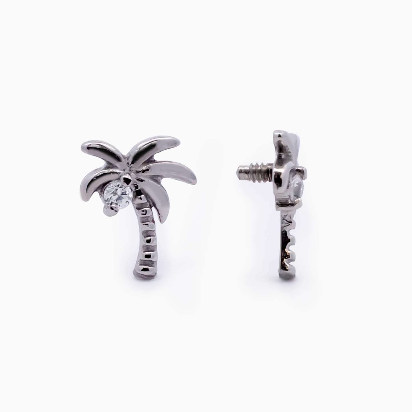 Steel Internally Threaded Palm Tree CZ End - 16G