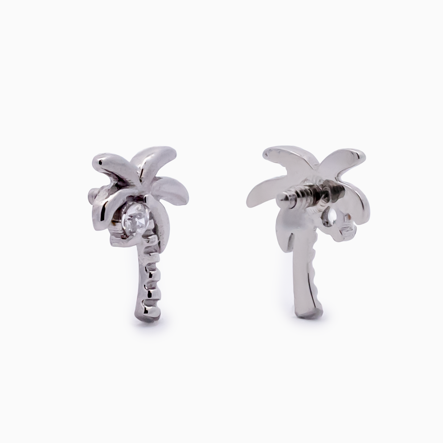 Steel Internally Threaded Palm Tree CZ End - 16G