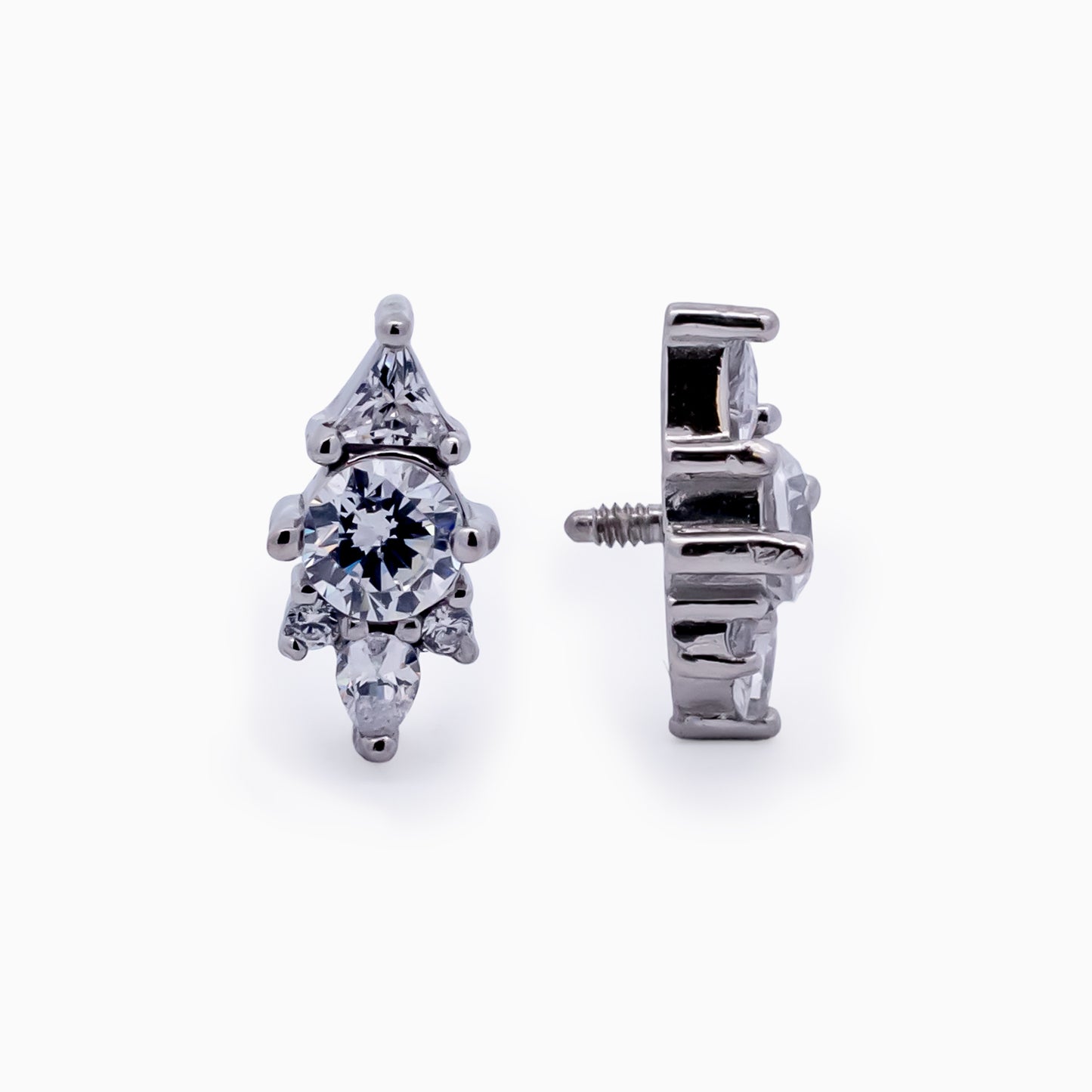 Steel Internally Threaded End with Round & Trillion Cluster – 16G