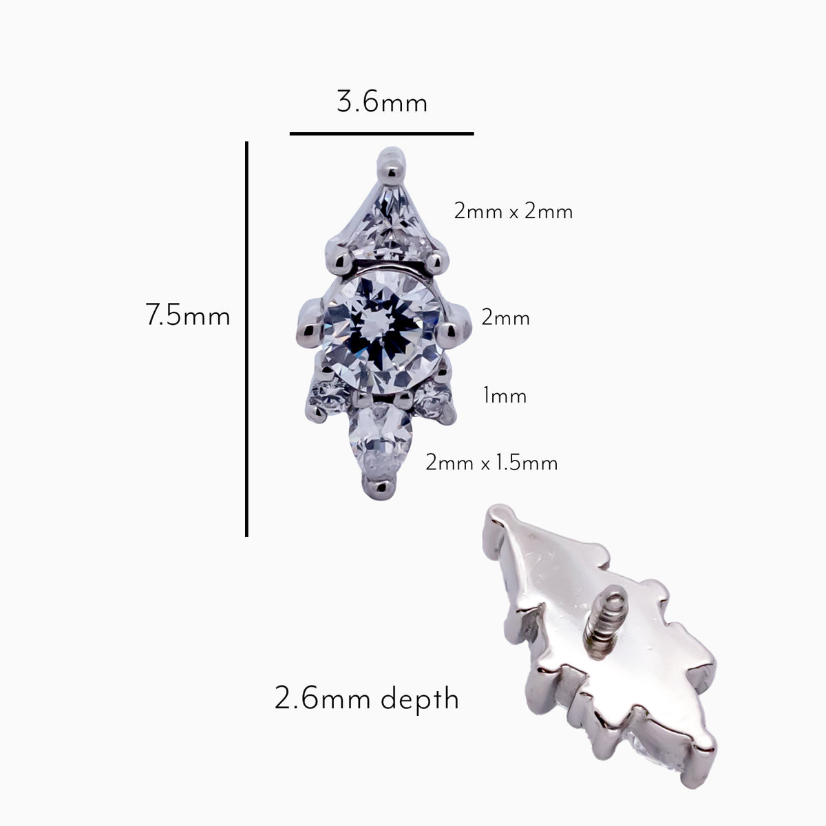 Steel Internally Threaded End with Round & Trillion Cluster – 16G