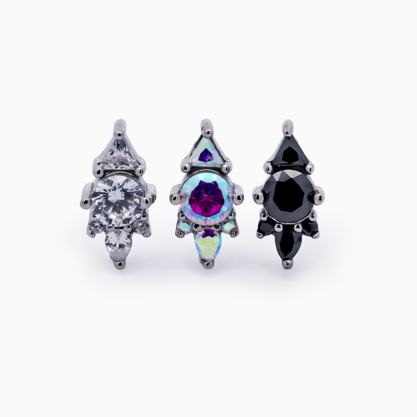 Steel Internally Threaded End with Round & Trillion Cluster – 16G