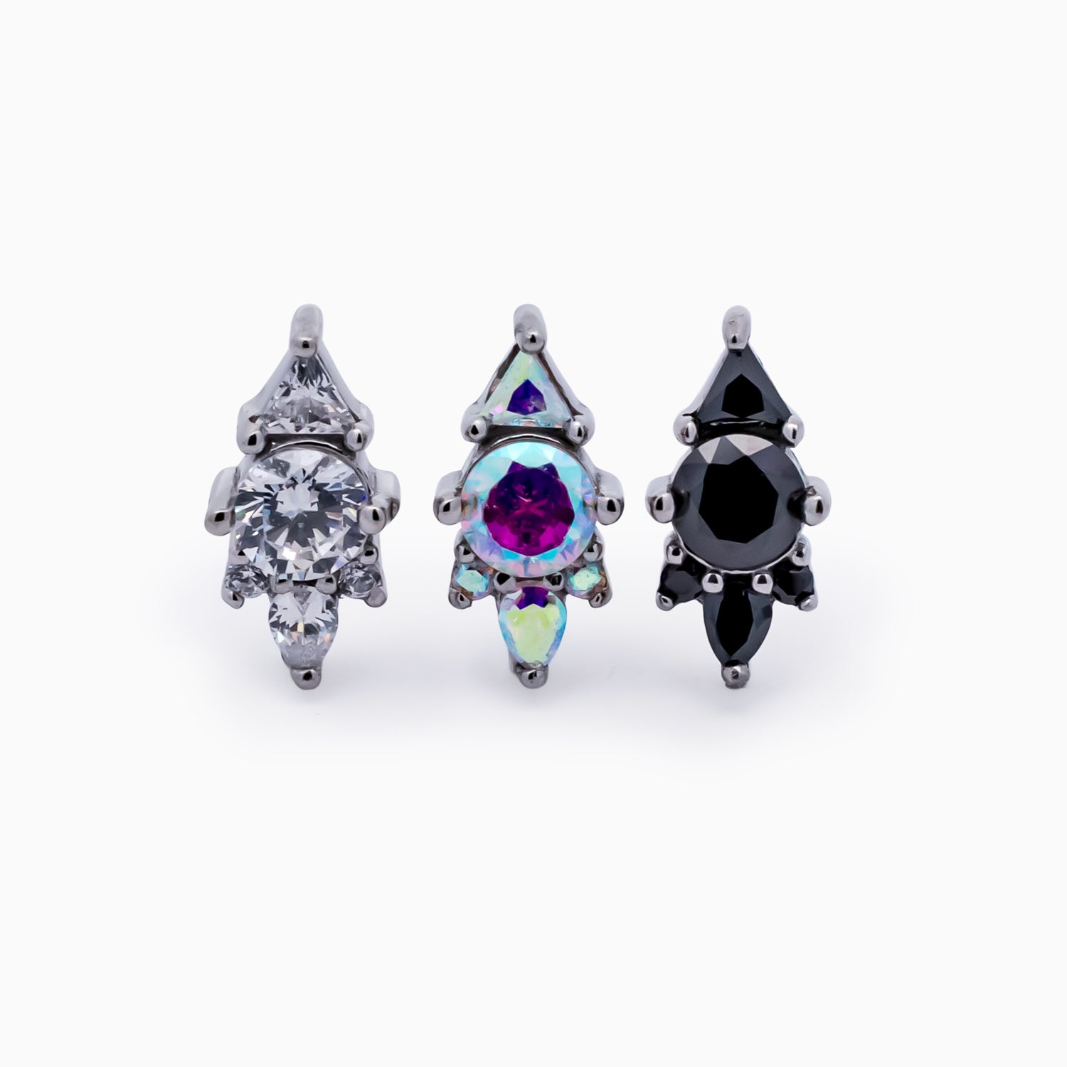 Steel Internally Threaded End with Round & Trillion Cluster – 16G
