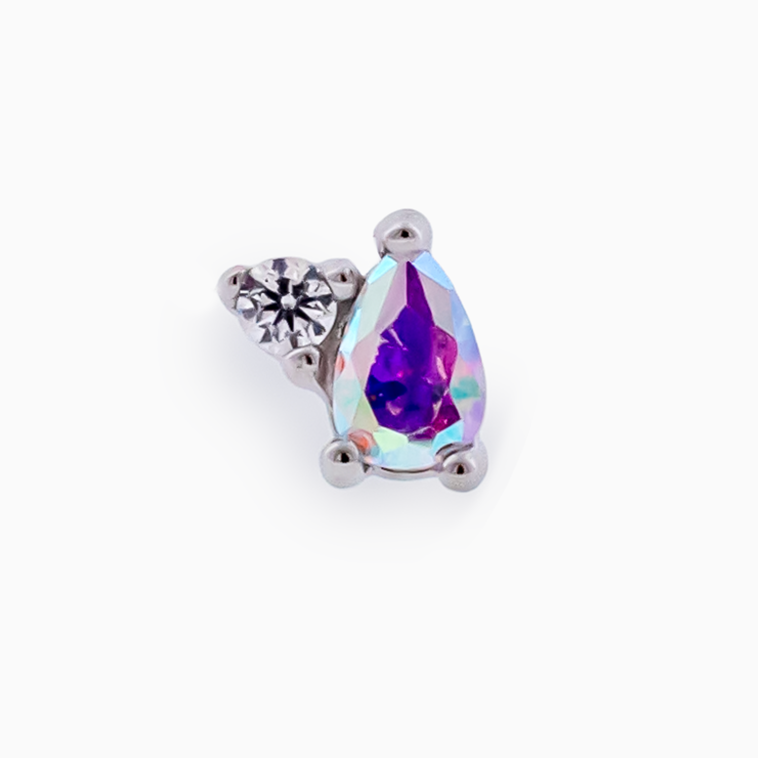 Steel Internally Threaded Pear & Round CZ End