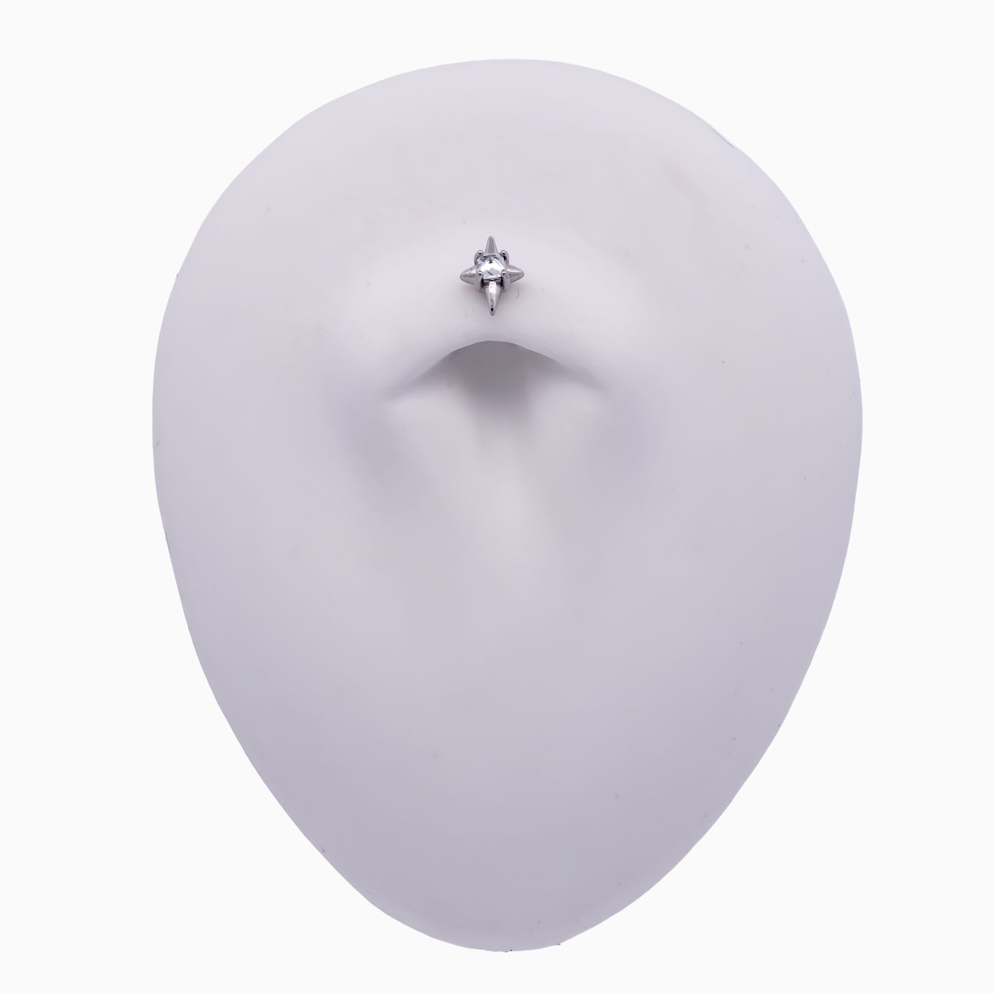 Steel Internally Threaded 4 Point Star with Square White CZ End - 16G