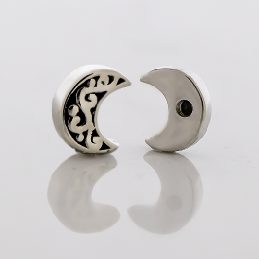 Steel Externally Threaded End - Filigree Crescent Moon 16G