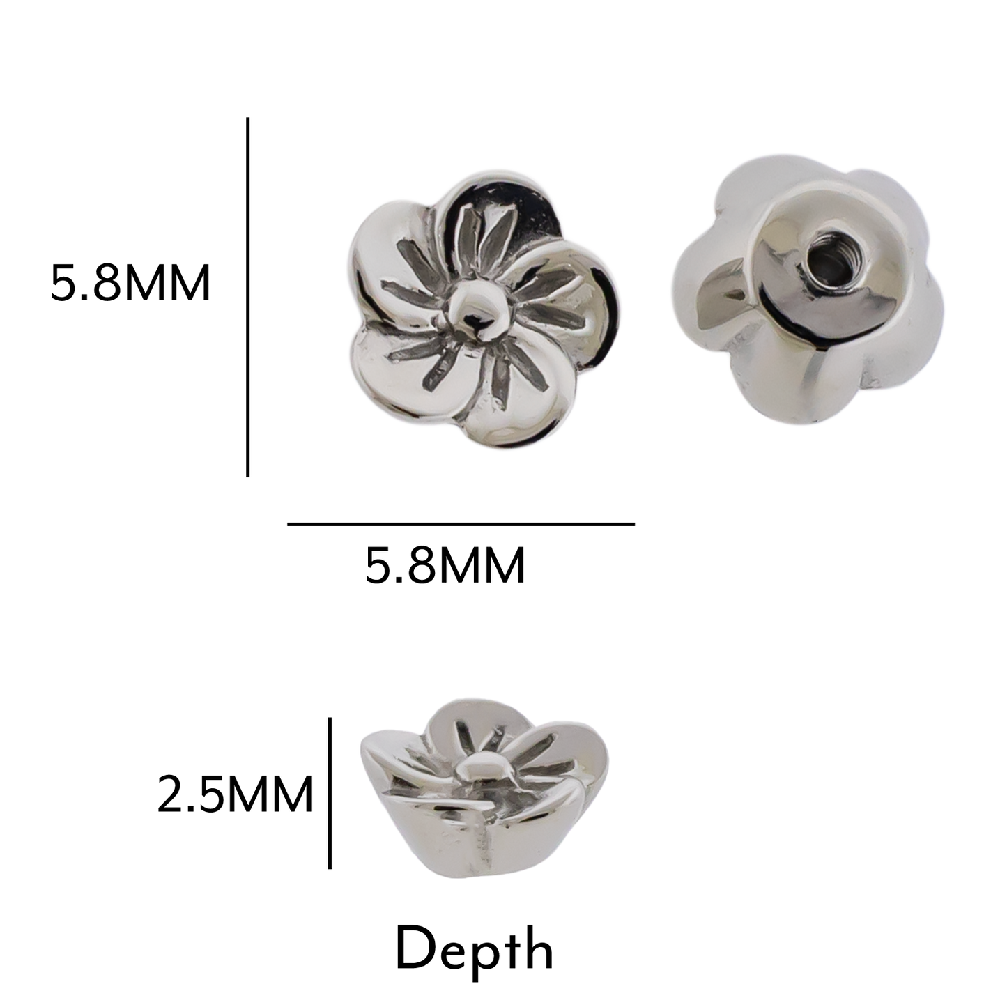 Steel Externally Threaded End - Blossom Flower 16G