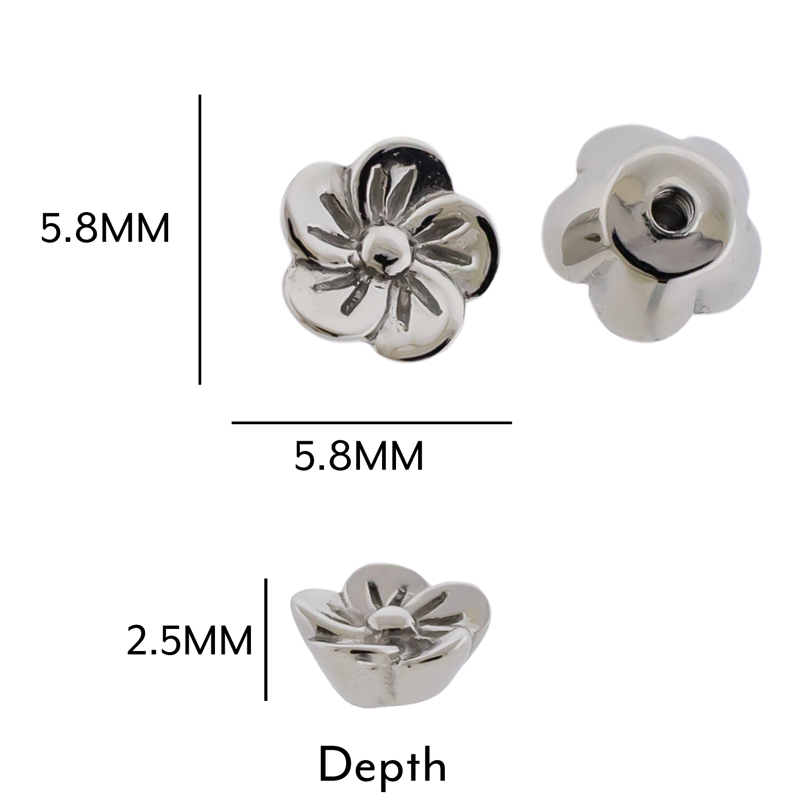 Steel Externally Threaded End - Blossom Flower 16G