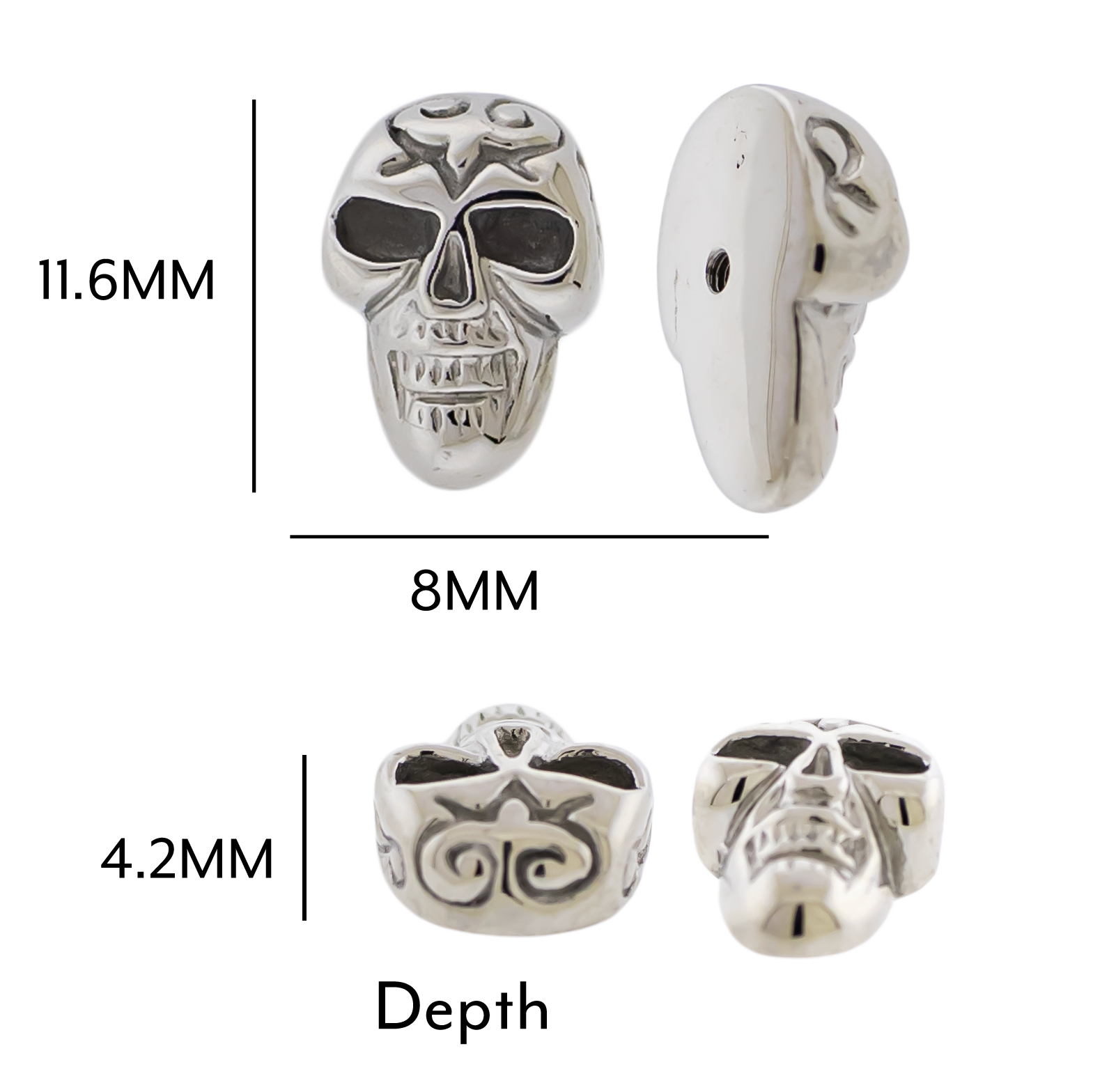 Steel Externally Threaded End - Skull 16G