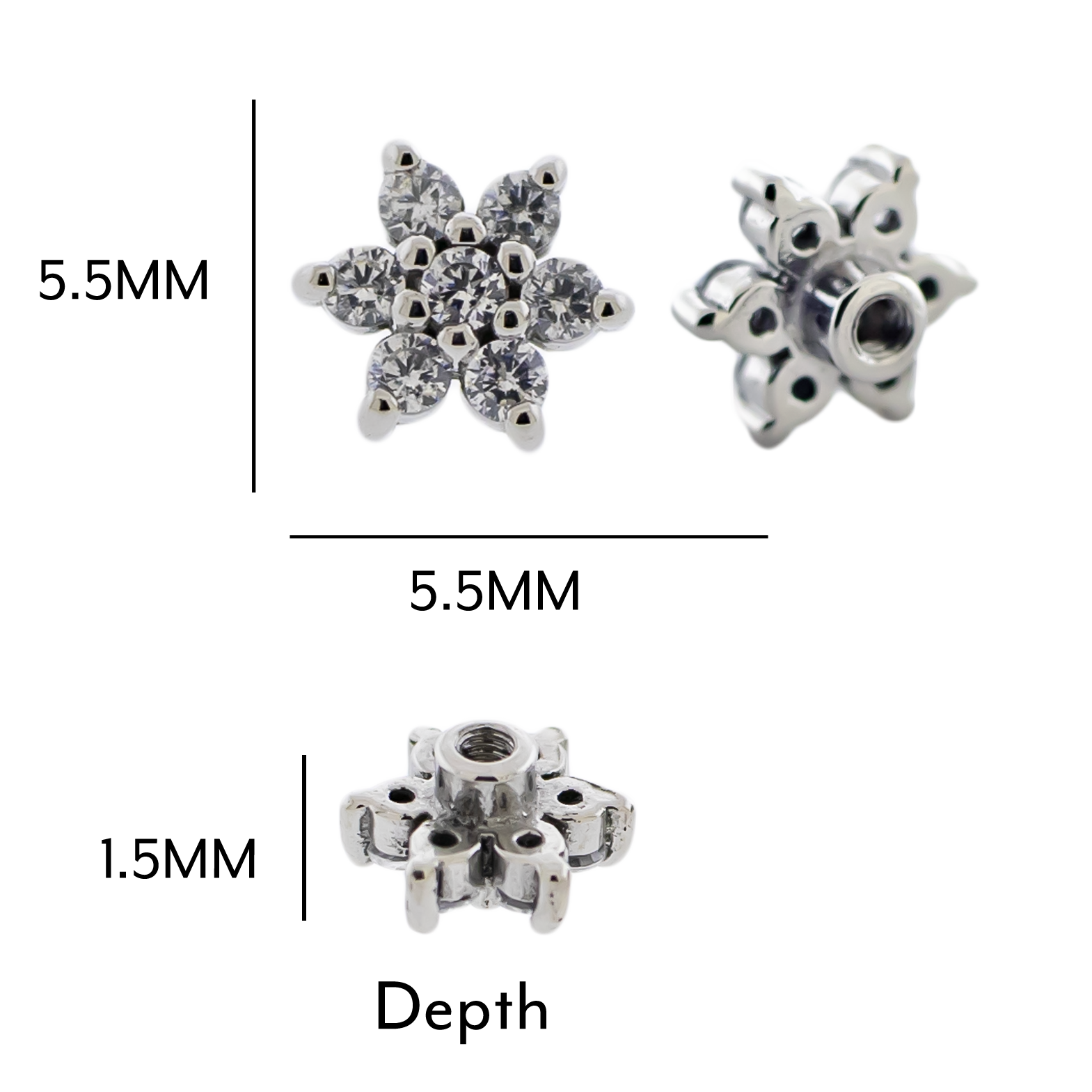 Steel Externally Threaded End - Gem Flower 16G