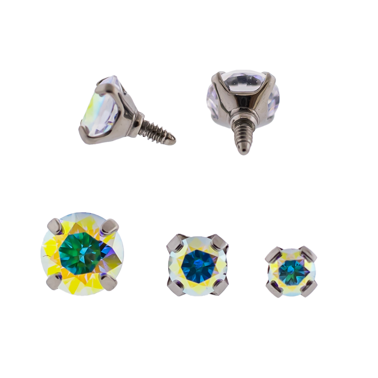 Steel 16G/18G Prong Set Round Premium Zirconia (Internal)
