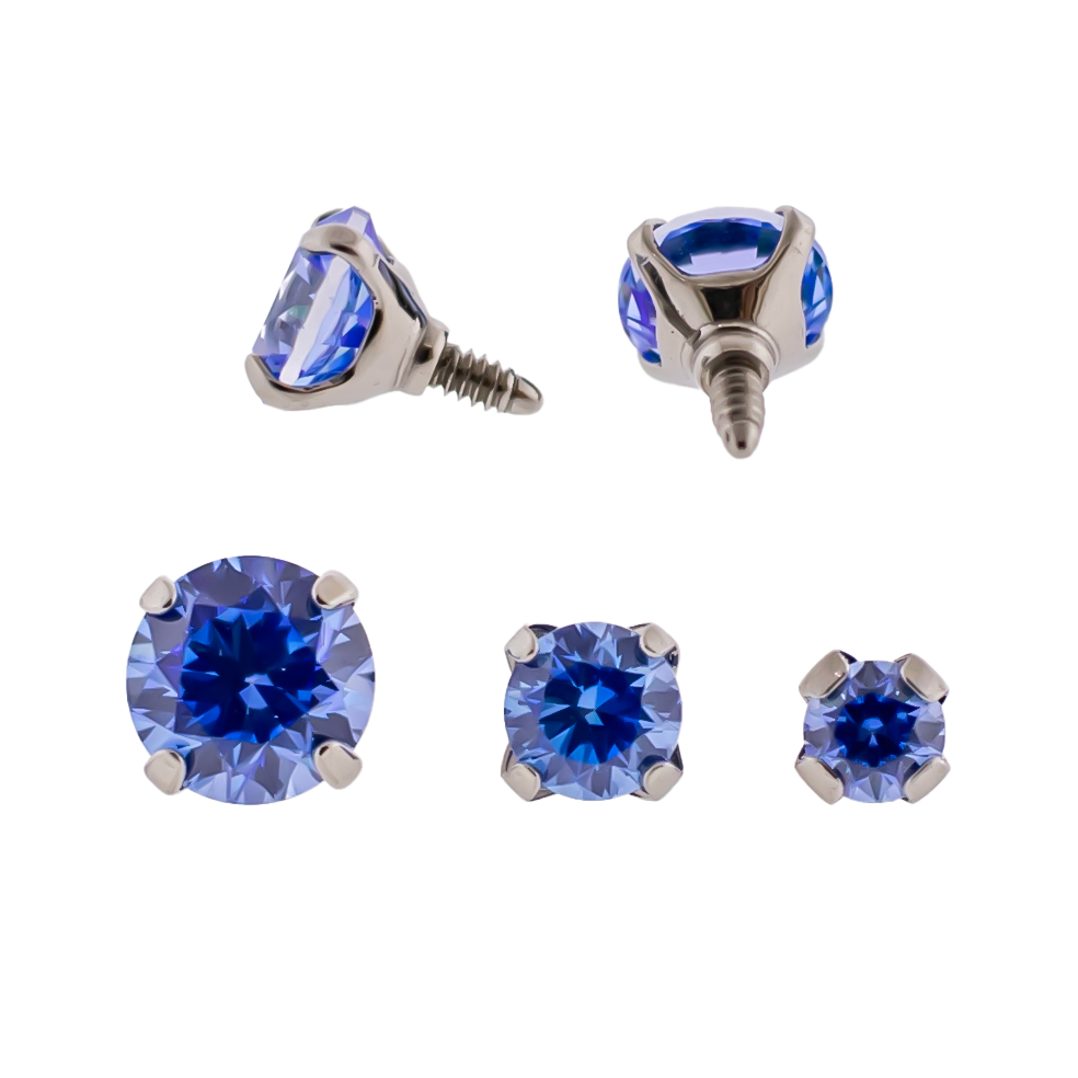 Steel 16G/18G Prong Set Round Premium Zirconia (Internal)