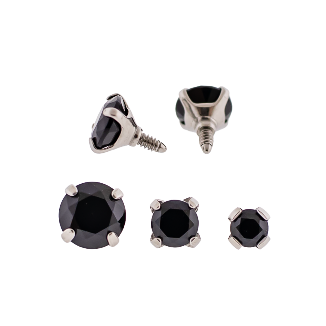 Steel 16G/18G Prong Set Round Premium Zirconia (Internal)