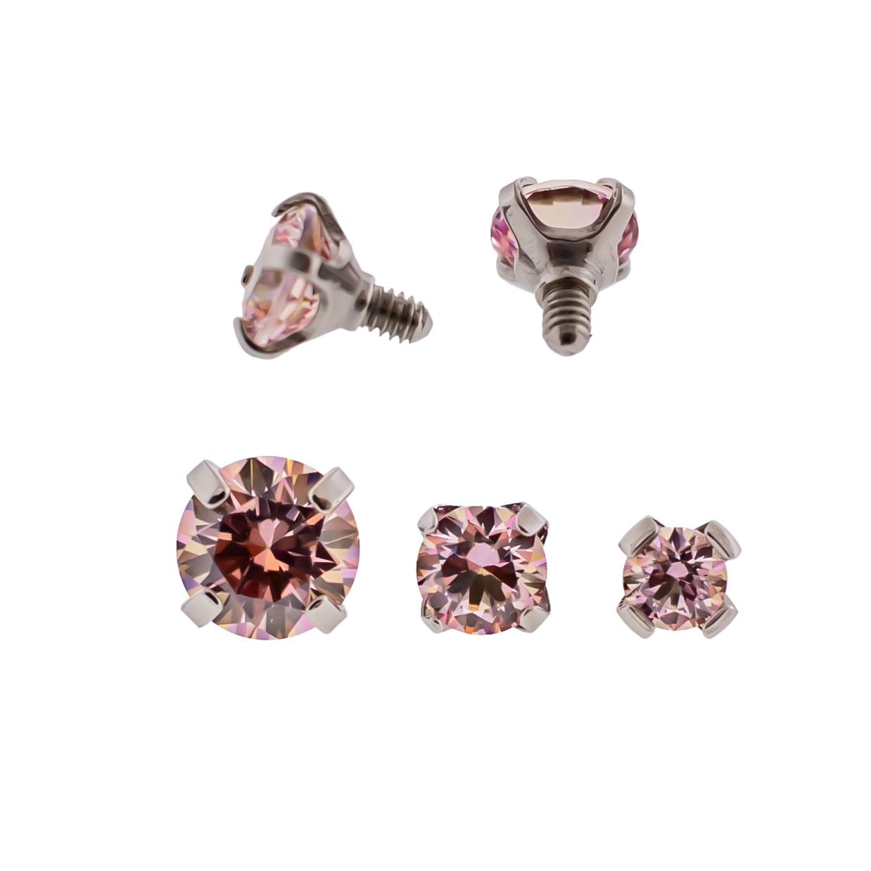 Steel 16G/18G Prong Set Round Premium Zirconia (Internal)