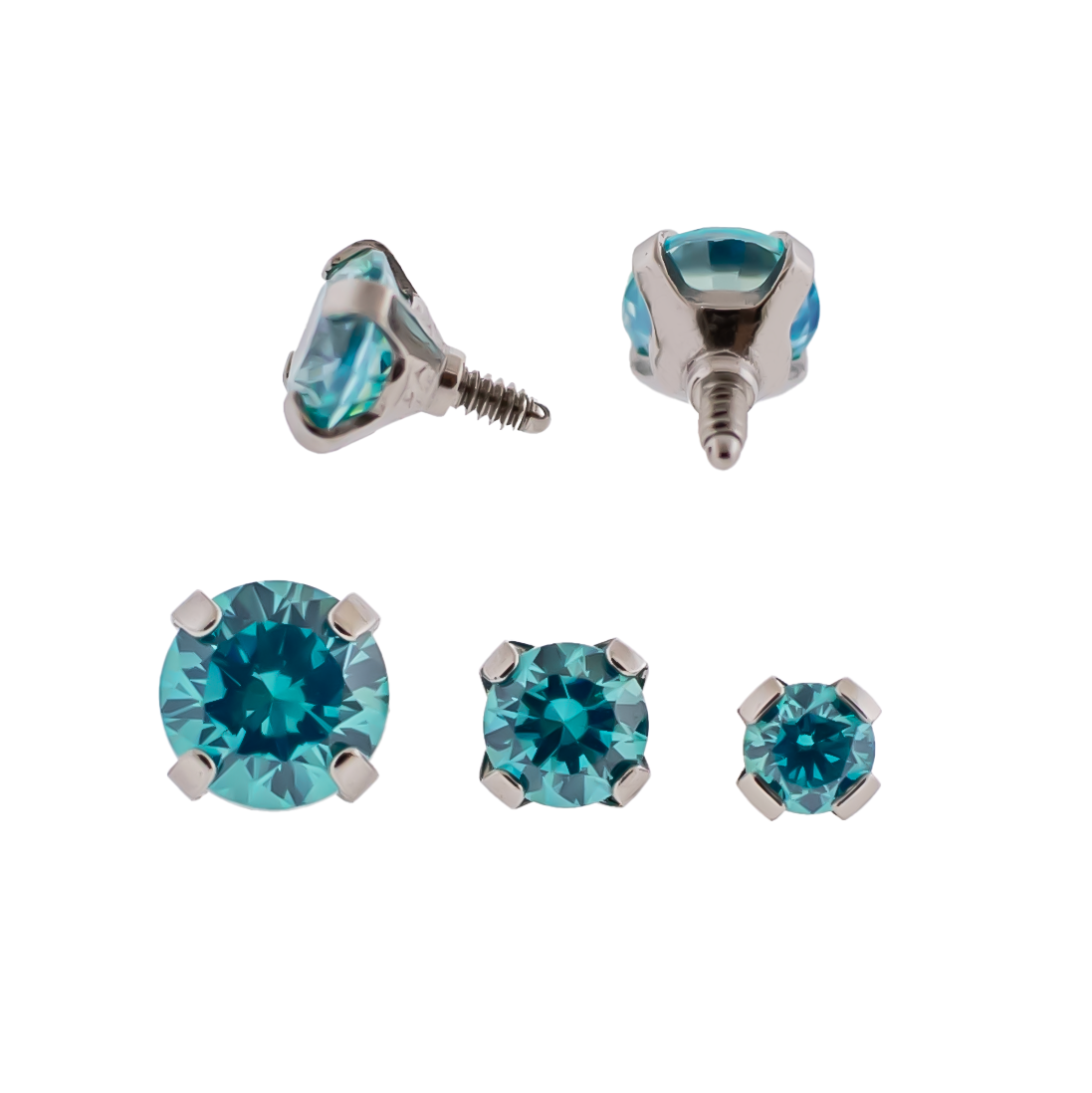 Steel 16G/18G Prong Set Round Premium Zirconia (Internal)