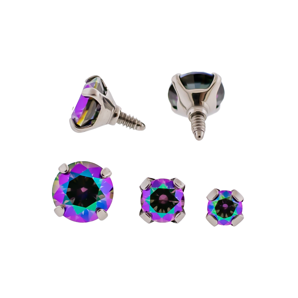 Steel 16G/18G Prong Set Round Premium Zirconia (Internal)