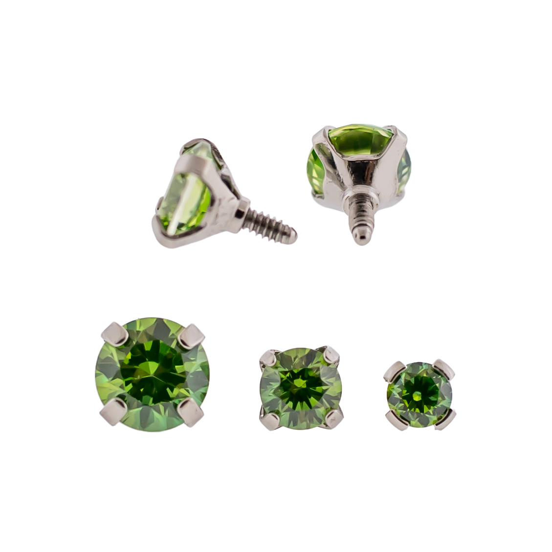 Steel 16G/18G Prong Set Round Premium Zirconia (Internal)
