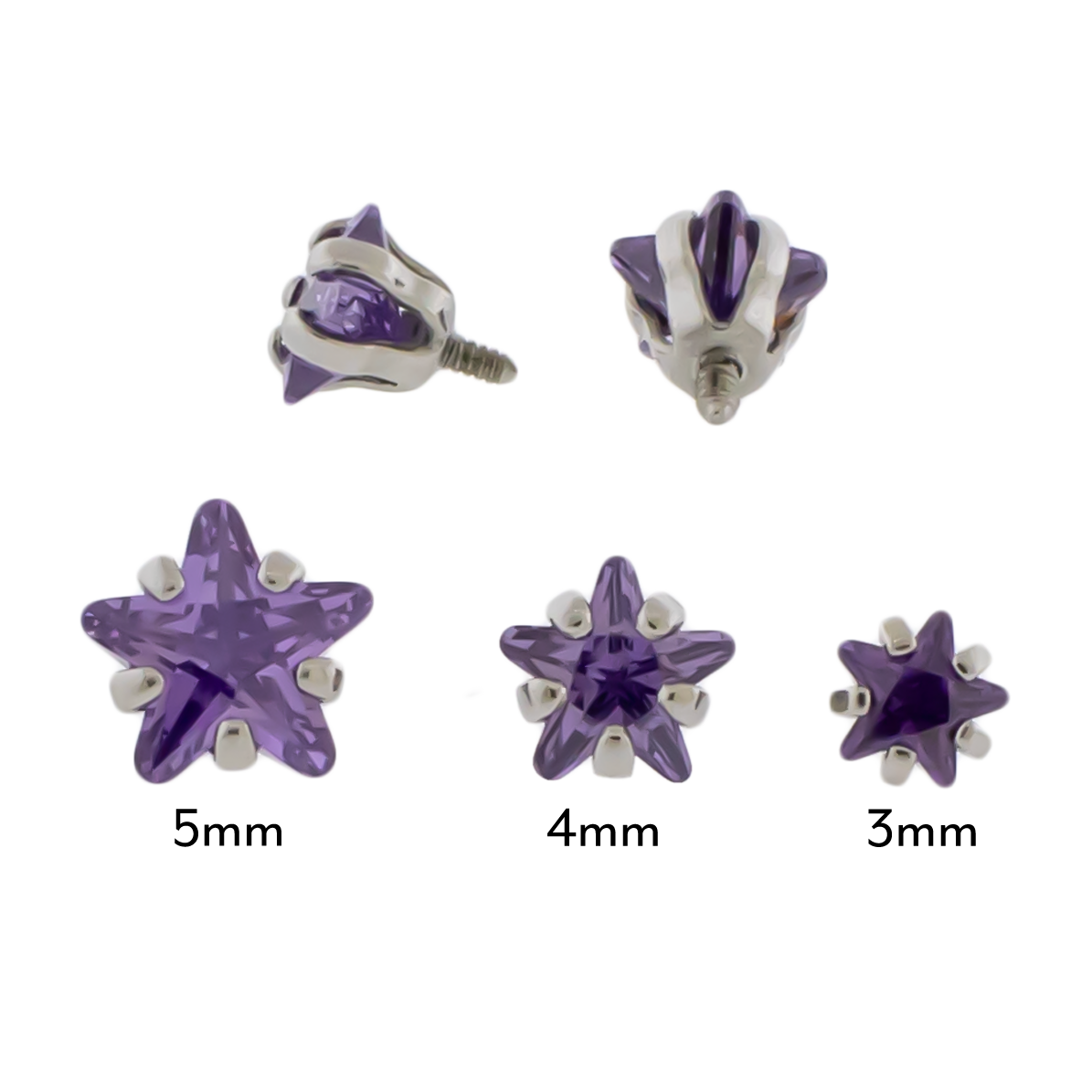 16G/18G Steel Internally Threaded End- Gem Star - Pierced Addiction