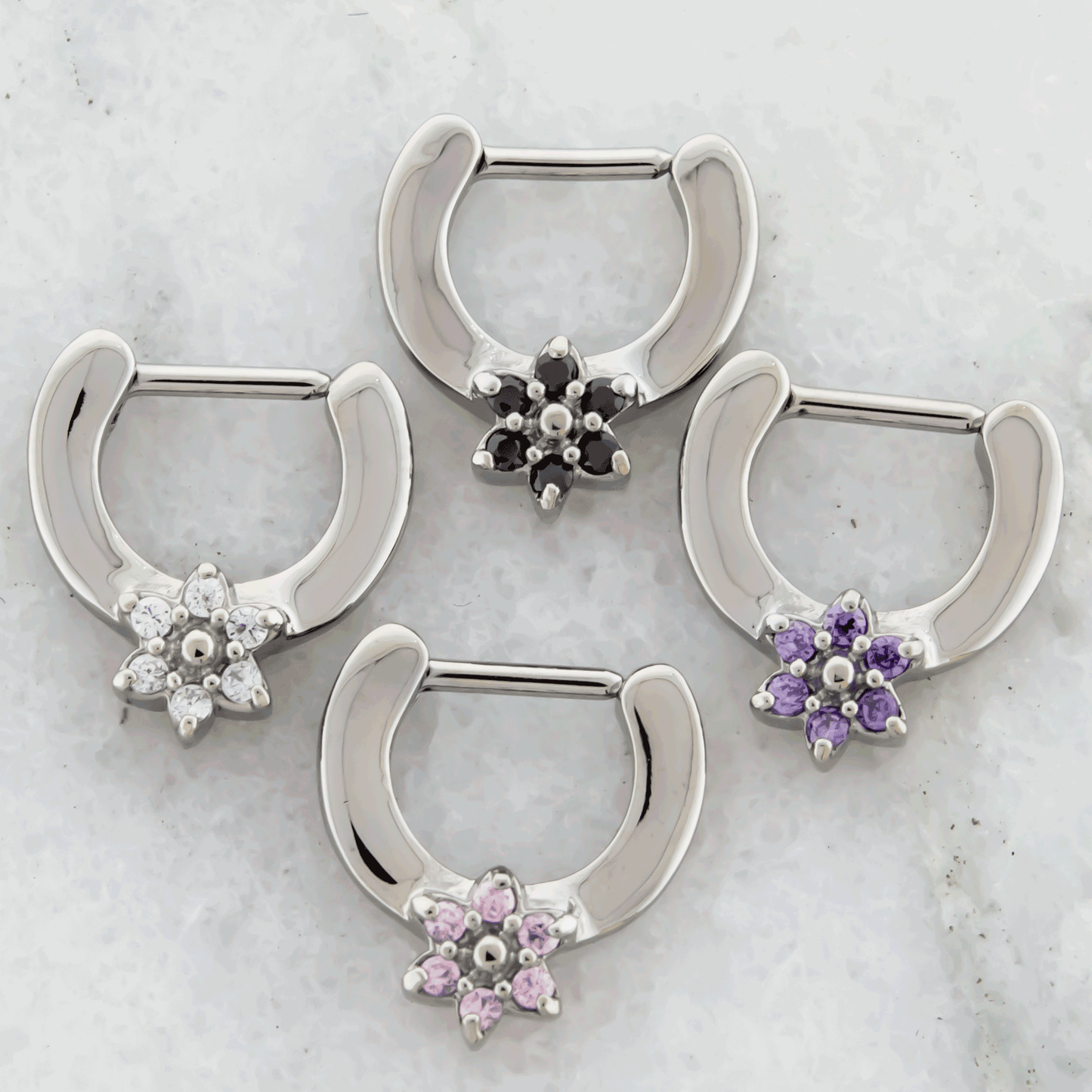 16G Septum Clicker w/ Gem Flower