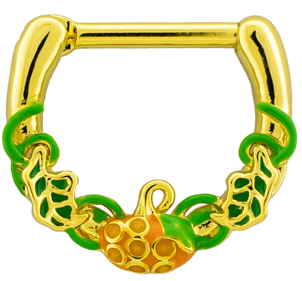 16G Gold PVD Septum Clicker w/ Pumpkin