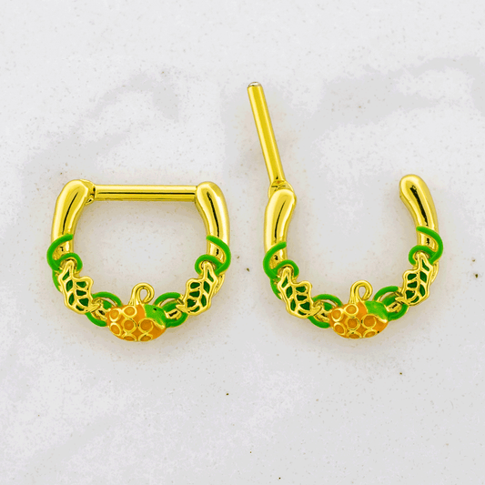 16G Gold PVD Septum Clicker w/ Pumpkin