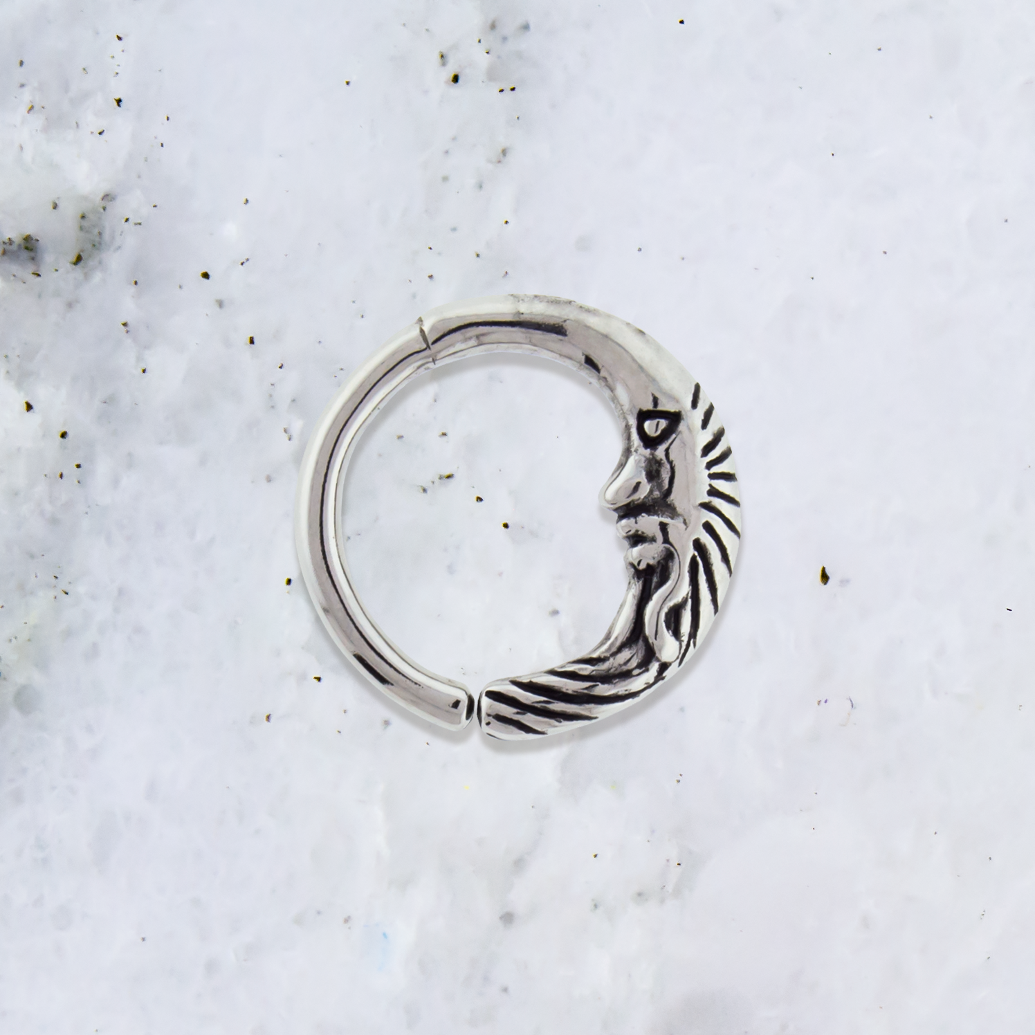 16G Steel Crescent Moon Seamless Ring