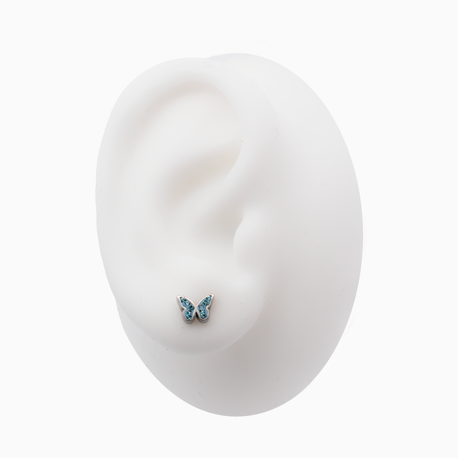 Steel Gemmed Butterfly Earring Studs - Pierced Addiction