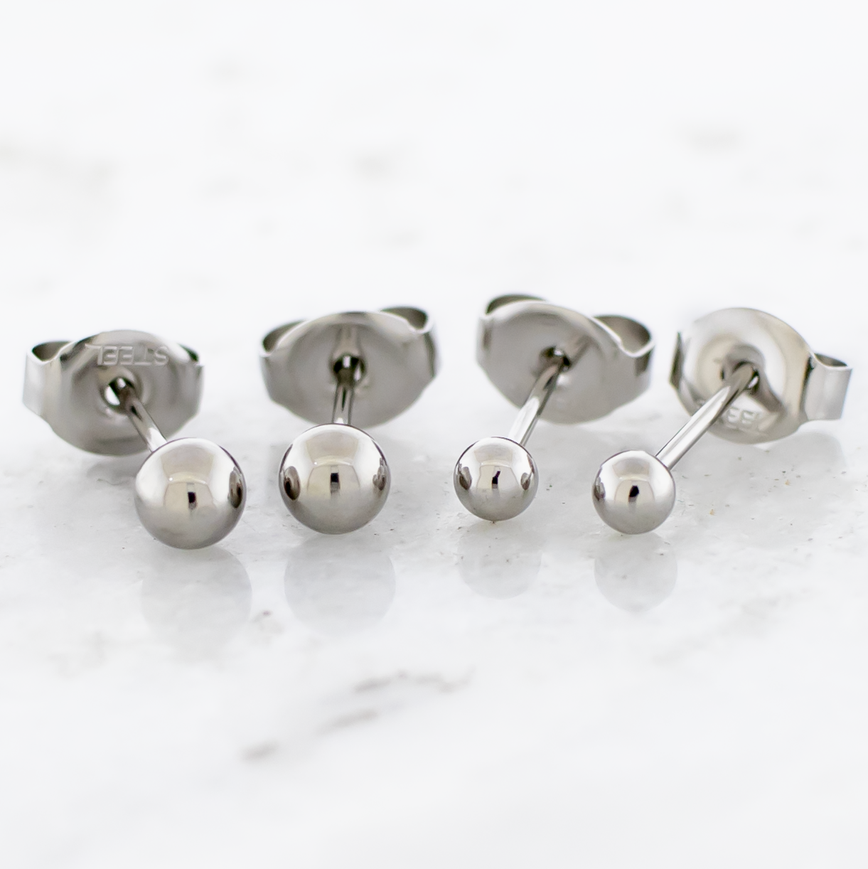 Steel Plain Ball Earring Studs